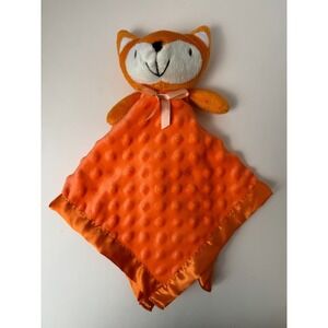 Orange Baby Fox Lovey Security Blanket Minky Dot SatinPlush 16" X 16" Super Cute